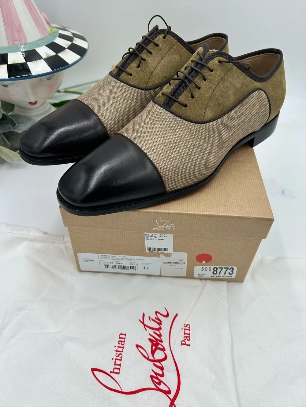 Men's Christian Louboutin Gregory velvet twill and Leather Oxford's size 44